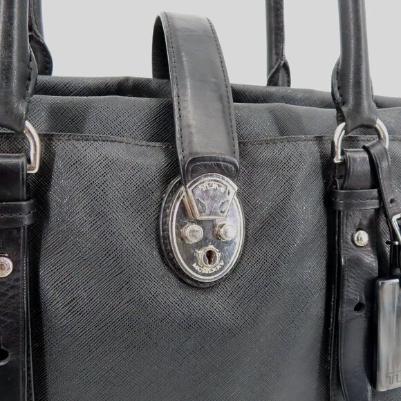 Tumi Villa Turin 73105D2 Black Canvas Work Travel Tote Handbag Purse Bag Commute - Picture 3 of 16